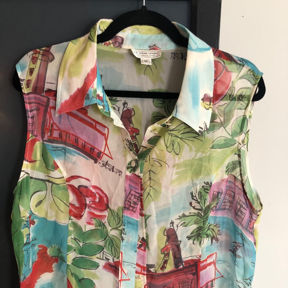 St John Sport XL Sleeveless blouse Silk - Picture 1 of 4